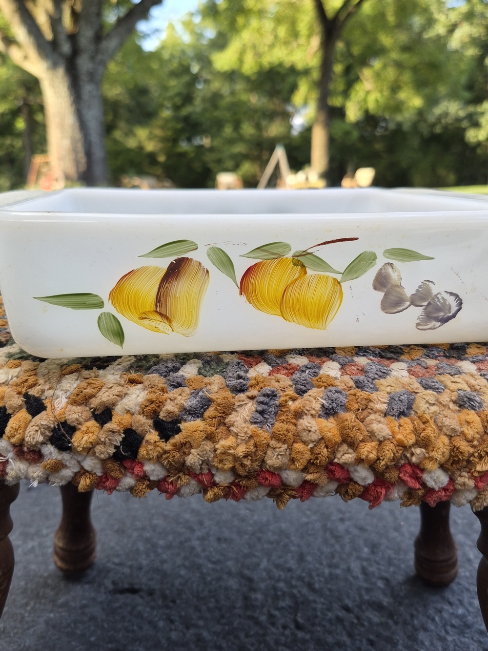 Vintage Anchor Hocking Fire-King 8" Square Baking Dish Fruit Pattern